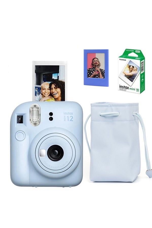 Fujifilm Instax Mini 12 Fotoğraf Makinesi-10lu Film-büzgülü Kılıf Ve Mıknatıslı Çerçeve Seti 2 Mavi