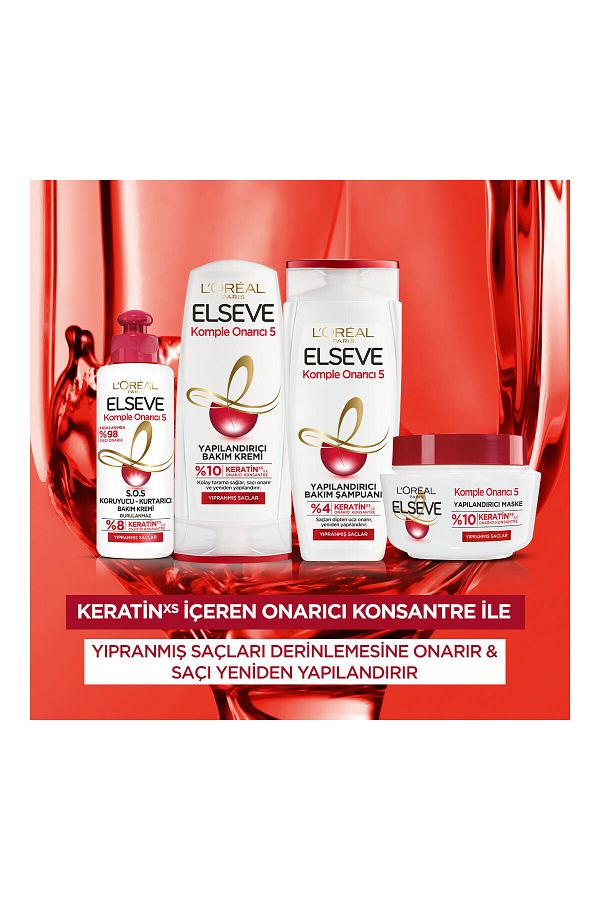 Komple Onarıcı 5 Yıpranmış Saçlar Için Keratinxs Içeren Yapılandırıcı Bakım Şampuanı 360 ml_4
