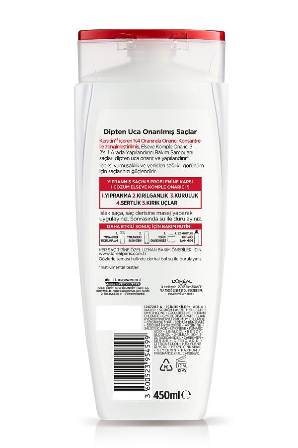Komple Onarıcı 5 Yıpranmış Saçlar Için Keratinxs Içeren Yapılandırıcı Bakım Şampuanı 2si1arada 450ml_2