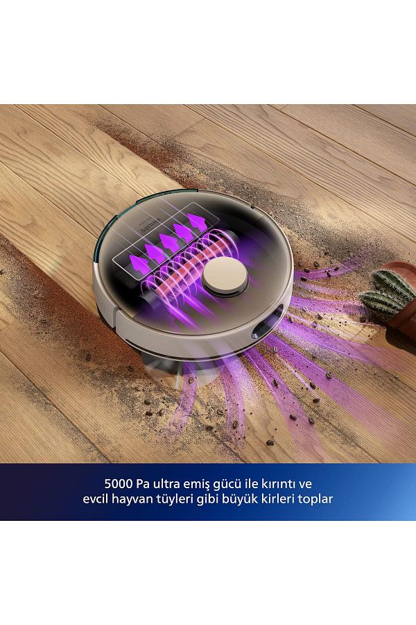 Philips Islak ve Kuru 7000  Robot Süpürge 5200 mAh Tek Şarjla 180 Dakikaya Kadar Temizlik, 5000 Pa - Görsel 3