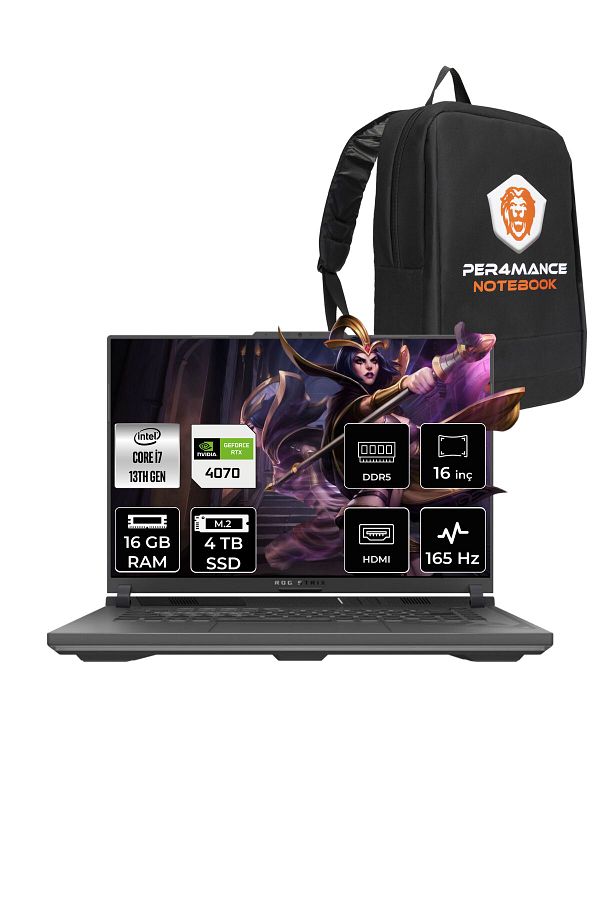 ASUS ROG STRIX G16 i7-13650HX 16GB 4TB SSD RTX4070/8GB 165HZ 16" WUXGA FDOS N3187 & PER4 ÇANTA