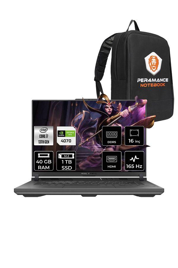 ASUS ROG STRIX G16 i7-13650HX 40GB 1TB SSD RTX4070/8GB 165HZ 16" WUXGA FDOS N3187 & PER4 ÇANTA