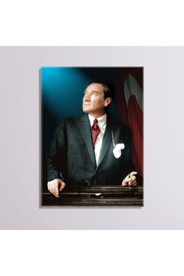Atatürk Ve Türk Bayrağı Portre Kanvas Tablo 35 X 50 cm_1