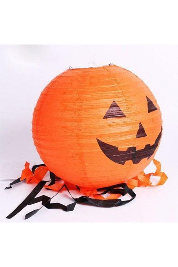 Balkabağı Kağıt Japon Led Süs - Kabak Dekor Yuvarlak Fener Süs 20 cm