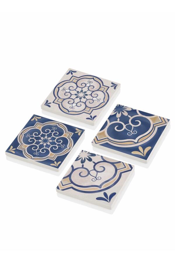 Taş Bardak Altlığı - 4lü Set - Tile