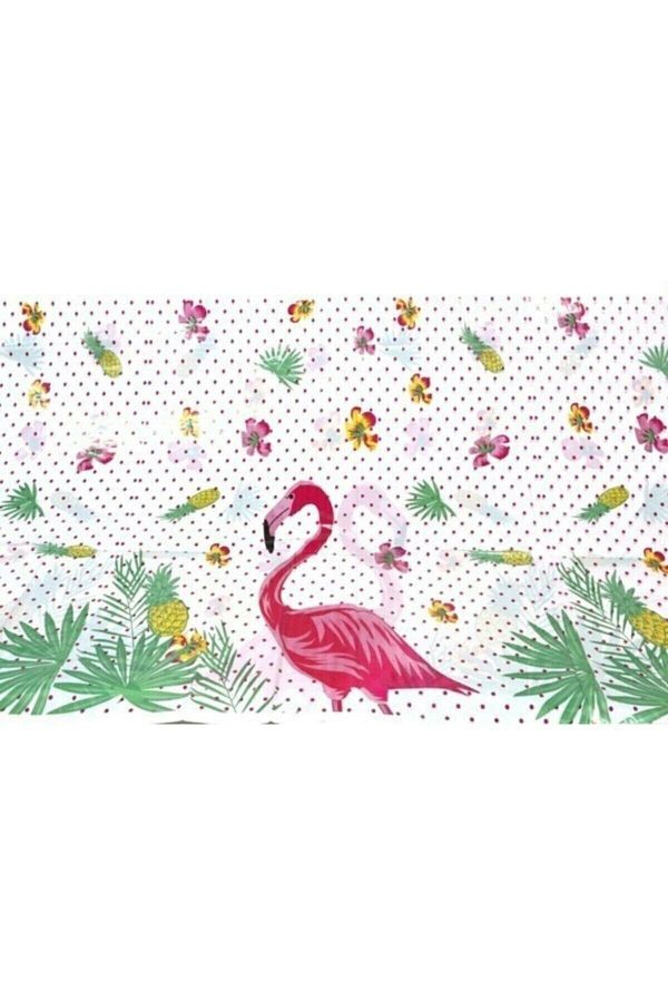 Flamingo Temalı Masa Örtüsü Doğum Günü Plastik Kullan At Muşamba 120x180