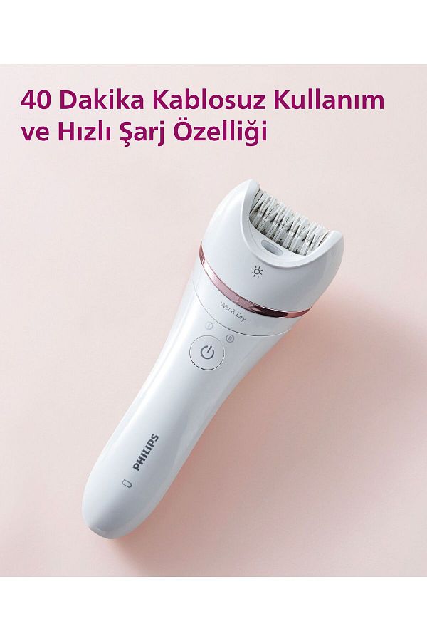 Philips BRE700/05 Epilatör (Yüz+Koltuk altı+Bikini Bölgesi+Bacak)Islak-Kuru,Işıklı,Kablosuz - Görsel 4