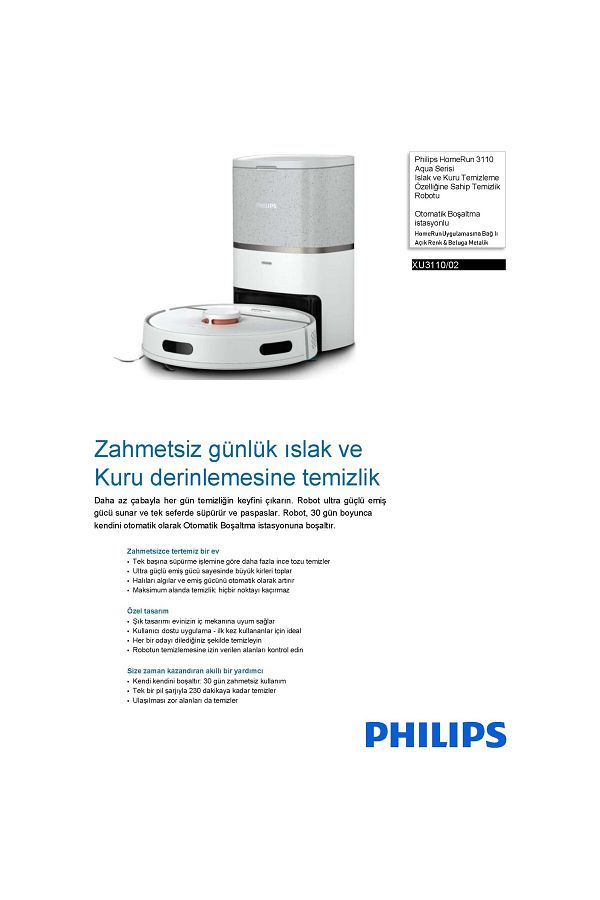 Philips EVT Aqua Islak ve Kuru 3000 Serisi Temizlik Robotu, 4000 Pa , LiDAR, Otomatik Boşaltma İstasyonu - Görsel 6
