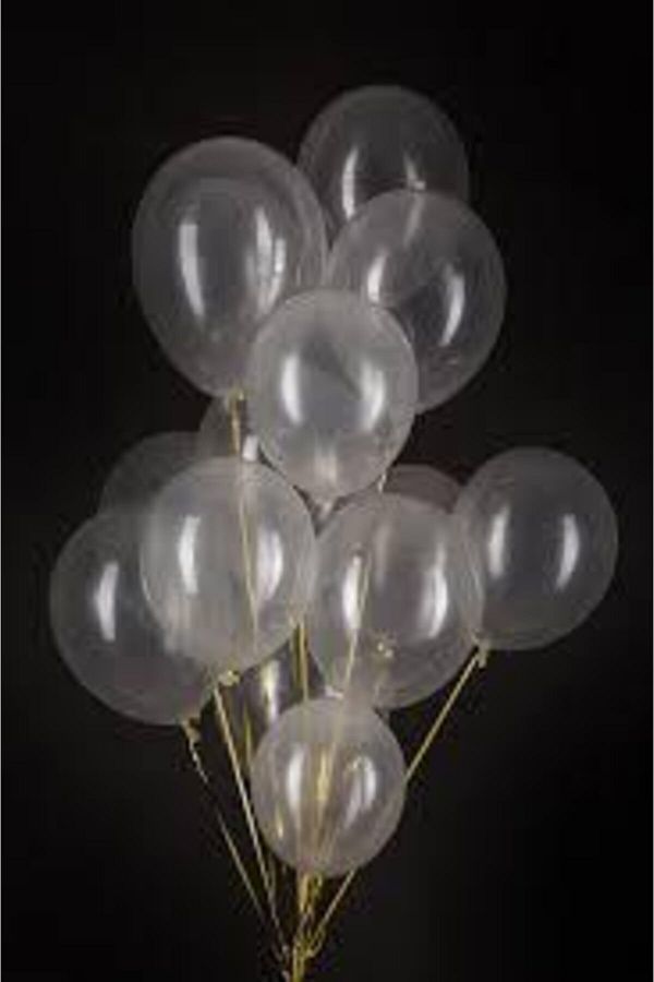 10 Adet Şeffaf Metalik Balon