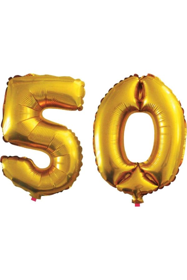 50 Yaş Sayı Folyo Balon Altın 90 Cm