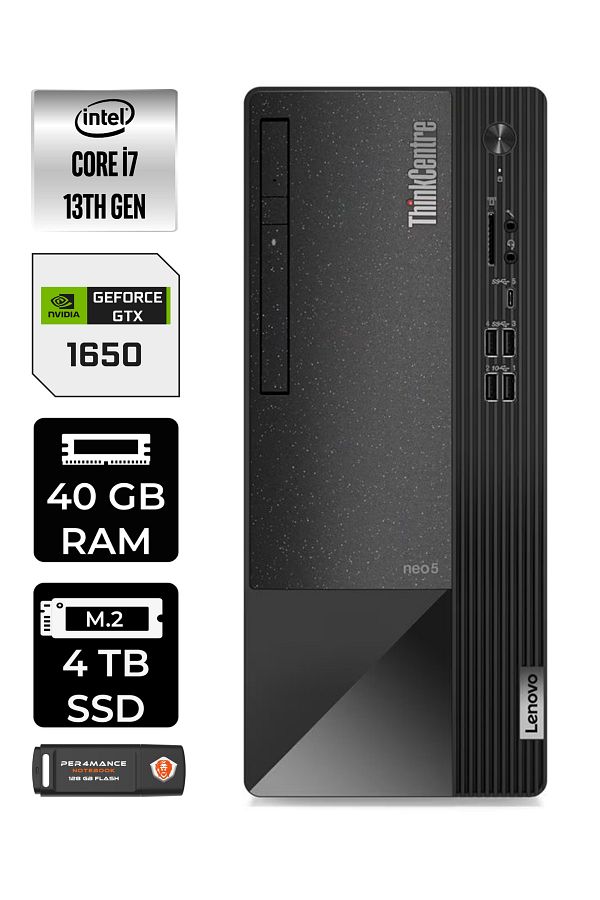 LENOVO Neo 50T 12JD0008TRE690 i7 13700 40GB RAM 4TB SSD GTX1650 W11H MASAÜSTÜ PC & PER4 BELLEK