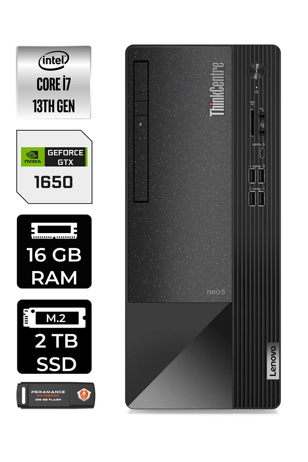 LENOVO Neo 50T 12JD0008TRE614 i7 13700 16GB RAM 2TB SSD GTX1650 FDOS MASAÜSTÜ PC & PER4 BELLEK