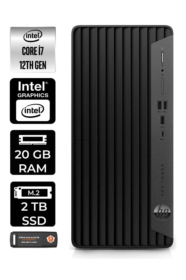 HP PRO TOWER 400 G9 E6U3M9EA069 i7 12700 20GB RAM 2TB SSD W11H MASAÜSTÜ PC & PER4 BELLEK