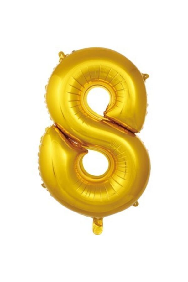 Folyo Rakam 8 Yaş 34 Inc Gold Renk Balon 76 Cm