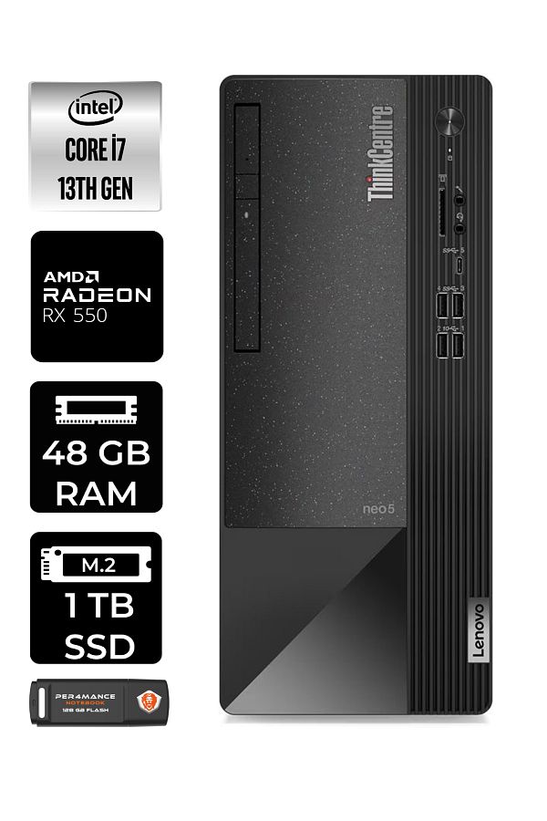 LENOVO Neo 50T 12JD0008TRE293 i7 13700 48GB RAM 1TB SSD RX550 4GB W11P MASAÜSTÜ BİLGİSAYAR