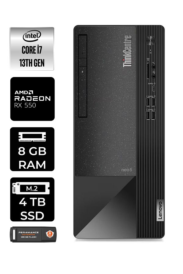 LENOVO Neo 50T 12JD0008TRE155 i7 13700 8GB RAM 4TB SSD RX550 4GB FDOS MASAÜSTÜ BİLGİSAYAR