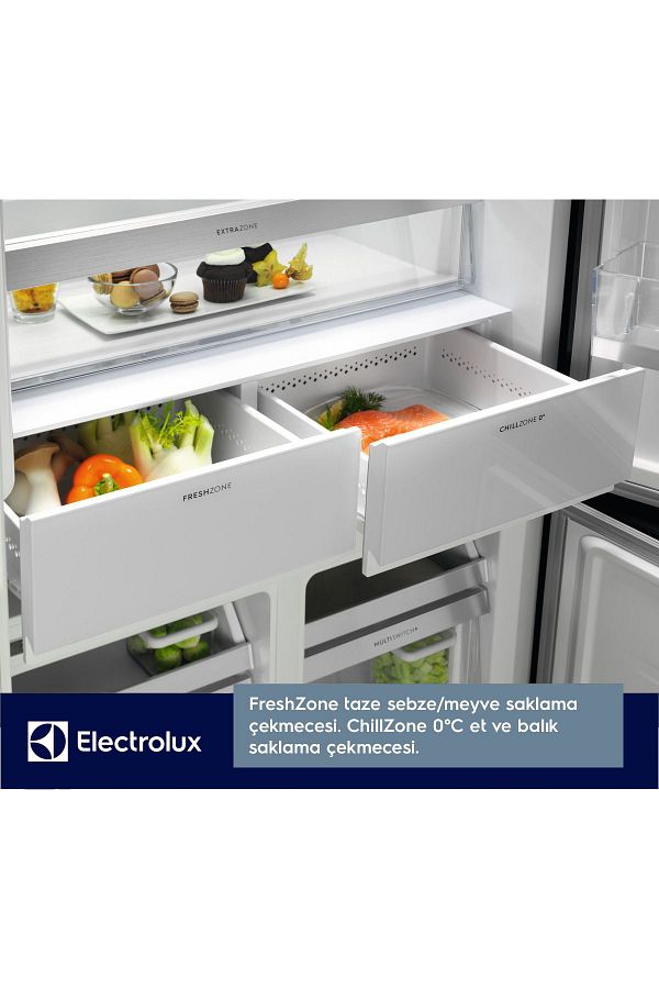 Electrolux ELT9VE52M0 90 cm MultiSwitch+ 522 lt E Enerji Siyah Cam Kapılı No Frost Gardırop Tipi Buzdolabı - Görsel 6