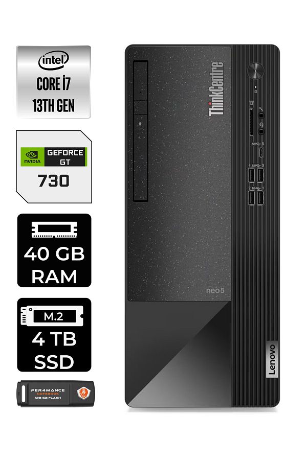 LENOVO Neo 50T 12JD0008TRE390 i7 13700 40GB RAM 4TB SSD GT730 4GB W11H MASAÜSTÜ BİLGİSAYAR