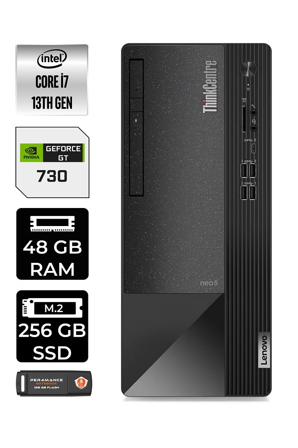 LENOVO Neo 50T 12JD0008TRE441 i7 13700 48GB RAM 256GB SSD GT730 4GB W11P MASAÜSTÜ BİLGİSAYAR