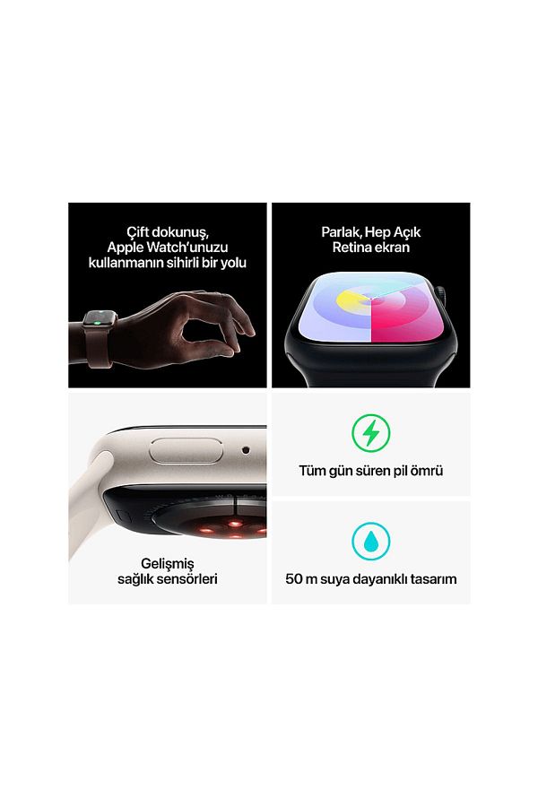 Apple Watch Series 9 GPS + Cellular MRJ13TU/A 41 mm Pembe Alüminyum Kasa ve Uçuk Pembe Spor Loop - Görsel 8