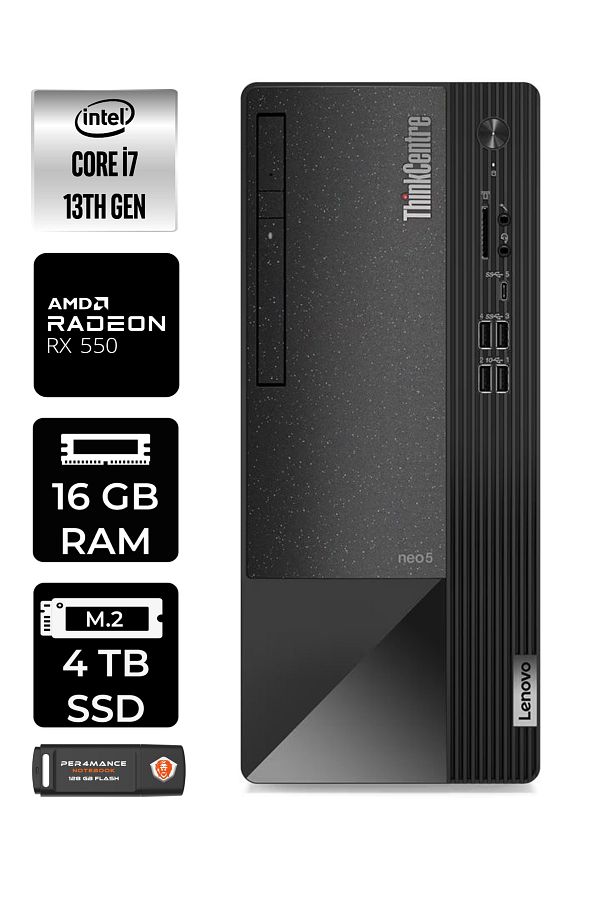 LENOVO Neo 50T 12JD0008TRE265 i7 13700 16GB RAM 4TB SSD RX550 4GB W11P MASAÜSTÜ BİLGİSAYAR
