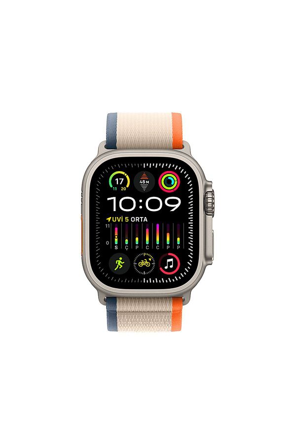 Apple Watch Ultra 2 GPS + Cellular MRF13TU/A 49 mm Uyumlu Titanyum Kasa ve Turuncu/Bej Trail Loop - S/M - Görsel 3
