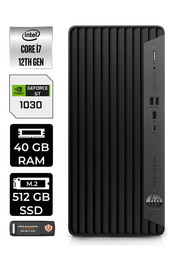 HP PRO TOWER 400 G9 E6U3M9EA437 i7 12700 40GB RAM 512GB SSD GT730 4GB W11P MASAÜSTÜ BİLGİSAYAR