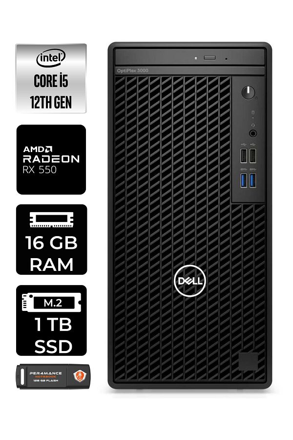 Dell OPTIPLEX 3000 EN010O3000263 i5 12500 16GB RAM 1TB SSD RX550 W11P MASAÜSTÜ BİLGİSAYAR