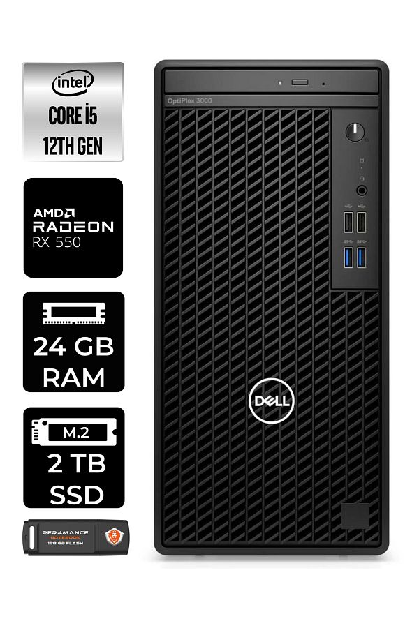 Dell OPTIPLEX 3000 EN010O3000224 i5 12500 24GB RAM 2TB SSD RX550 W11H MASAÜSTÜ BİLGİSAYAR