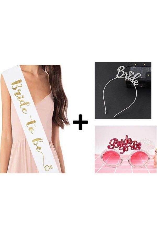Bekarlığa Veda Bride Kuşak Taç Ve Gözlük Seti Cakes&Party