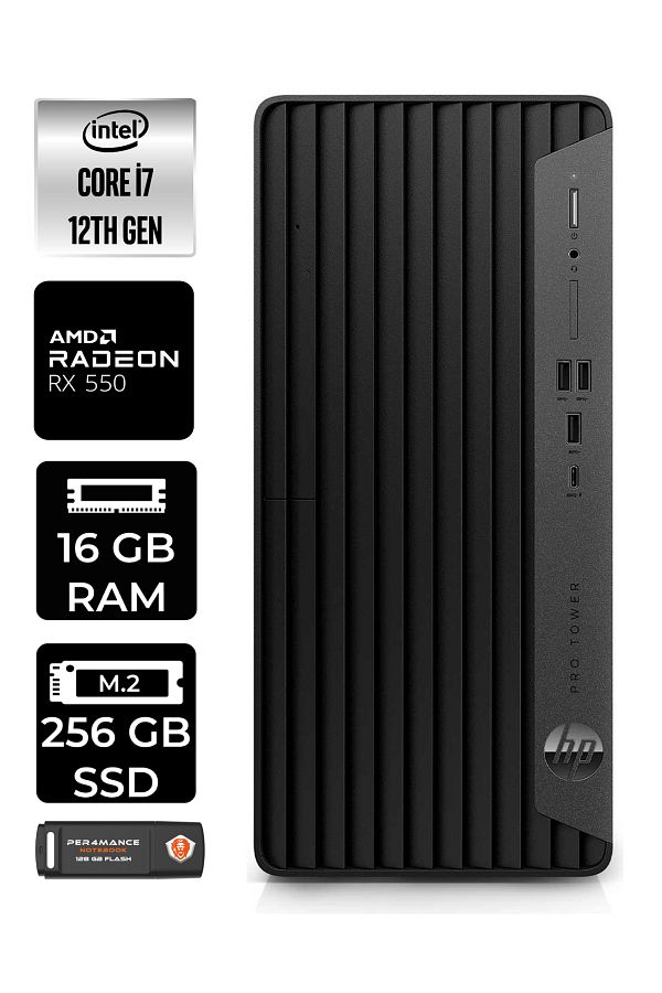 HP PRO TOWER 400 G9 E6U3M9EA261 i7 12700 16GB RAM 256GB SSD RX550 4GB W11P MASAÜSTÜ BİLGİSAYAR