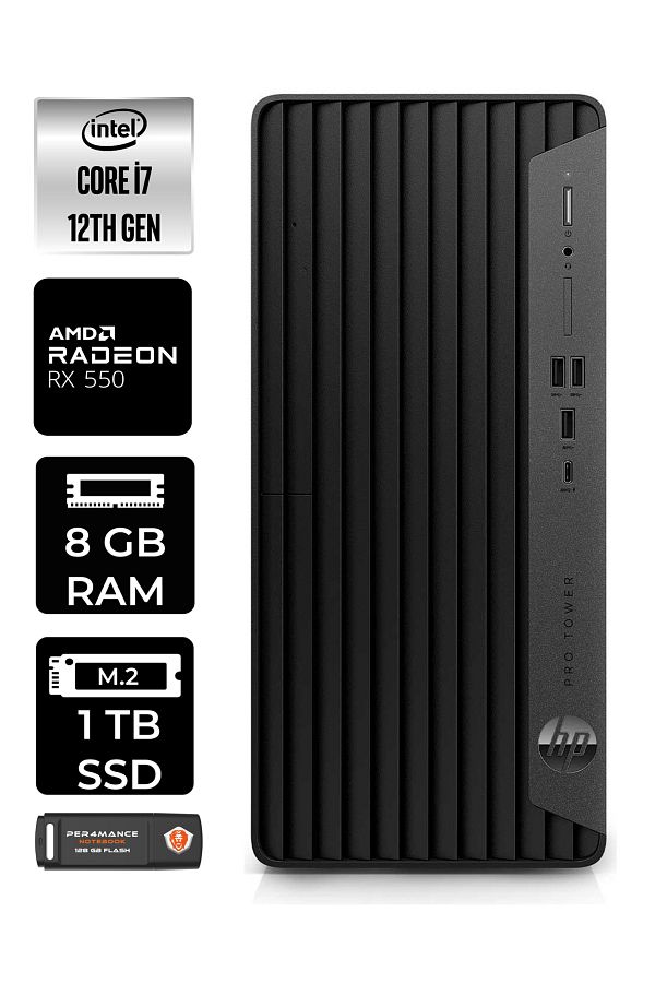 HP PRO TOWER 400 G9 E6U3M9EA253 i7 12700 8GB RAM 1TB SSD RX550 4GB W11P MASAÜSTÜ BİLGİSAYAR