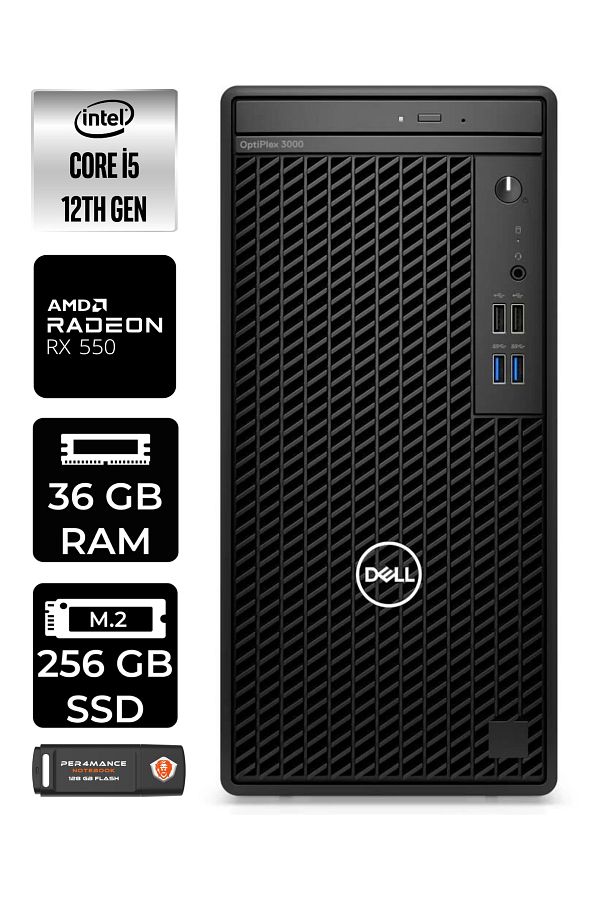 Dell OPTIPLEX 3000 EN010O3000281 i5 12500 36GB RAM 256GB SSD RX550 W11P MASAÜSTÜ BİLGİSAYAR