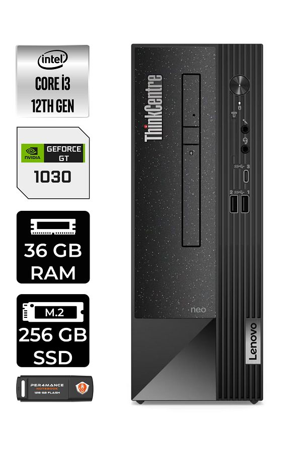LENOVO Neo 50S 11SX002VTXE481 i3 12100 36GB RAM 256GB SSD GT1030 FDOS MASAÜSTÜ BİLGİSAYAR