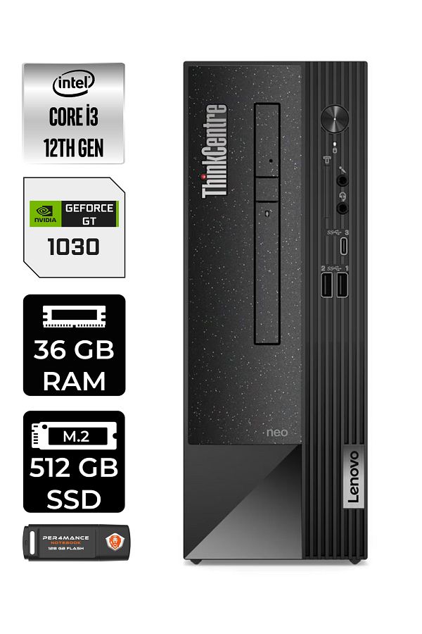 LENOVO Neo 50S 11SX002VTXE482 i3 12100 36GB RAM 512GB SSD GT1030 FDOS MASAÜSTÜ BİLGİSAYAR