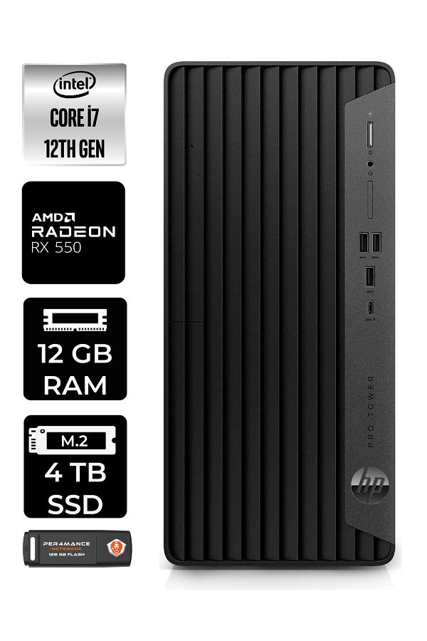 HP PRO TOWER 400 G9 E6U3M9EA265 i7 12700 16GB RAM 4TB SSD RX550 4GB W11P MASAÜSTÜ BİLGİSAYAR
