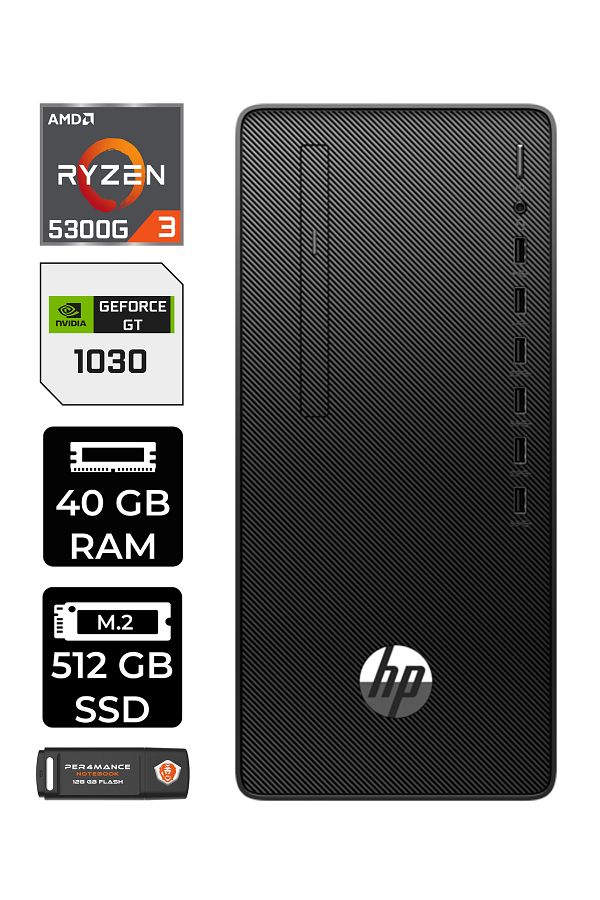 HP PRO TOWER 295 G9 E6D391EA487 R3 5300G 40GB RAM 512GB SSD GT1030 4GB FDOS MASAÜSTÜ BİLGİSAYAR