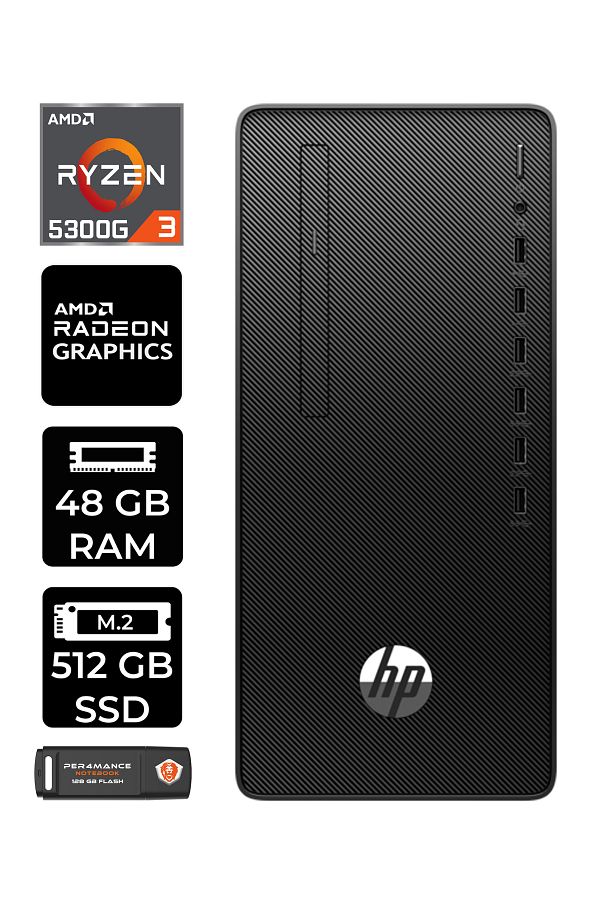 HP PRO TOWER 295 G9 E6D391EA042 R3 5300G 48GB RAM 512GB SSD FDOS MASAÜSTÜ BİLGİSAYAR
