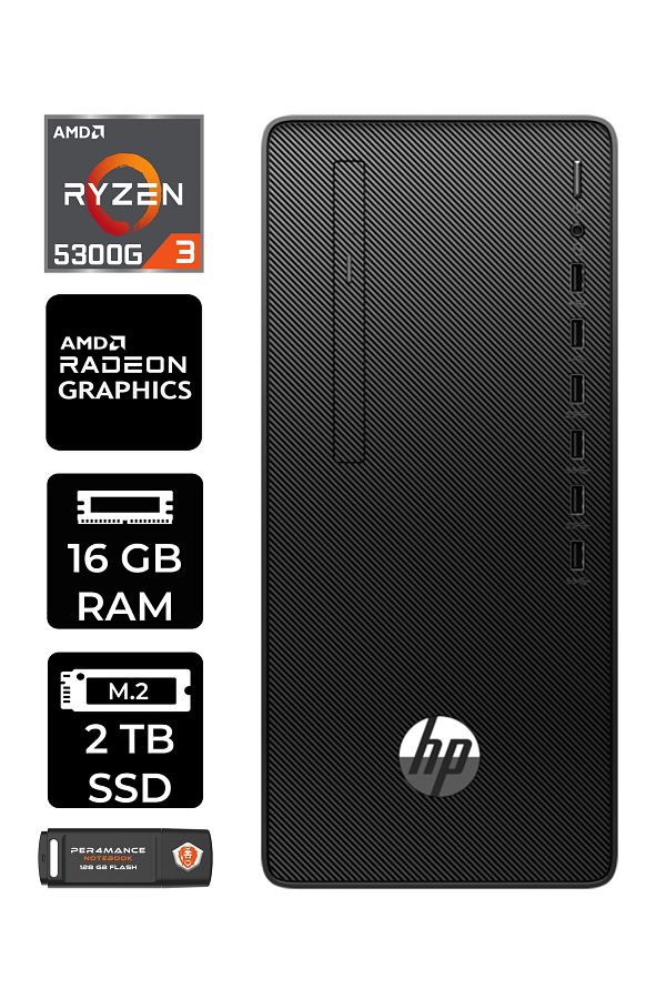 HP PRO TOWER 295 G9 E6D391EA064 R3 5300G 16GB RAM 2TB SSD W11H MASAÜSTÜ BİLGİSAYAR