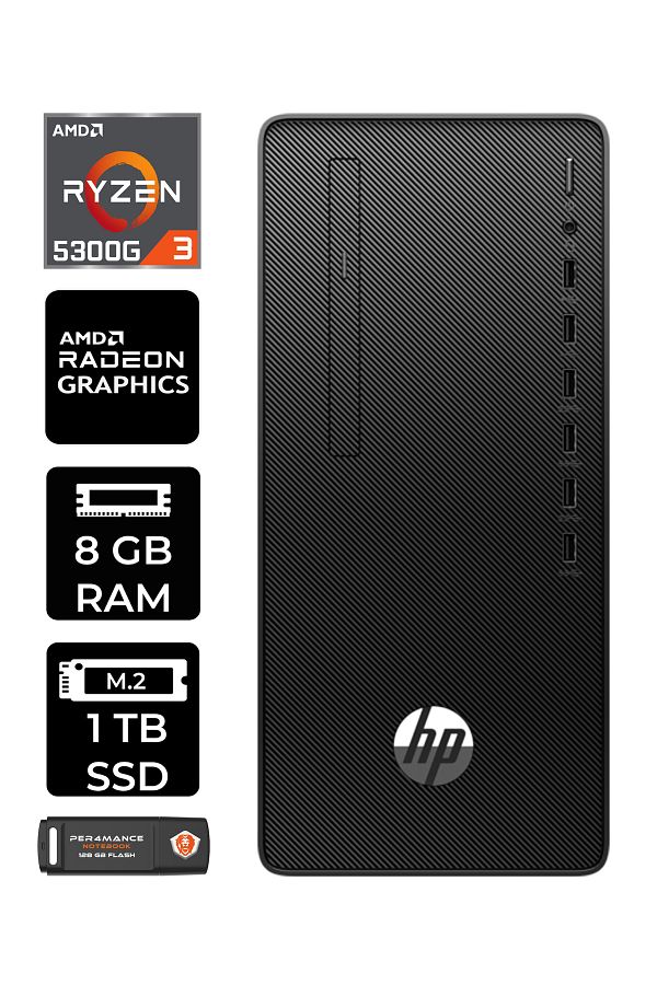 HP PRO TOWER 295 G9 E6D391EA053 R3 5300G 8GB RAM 1TB SSD W11H MASAÜSTÜ BİLGİSAYAR