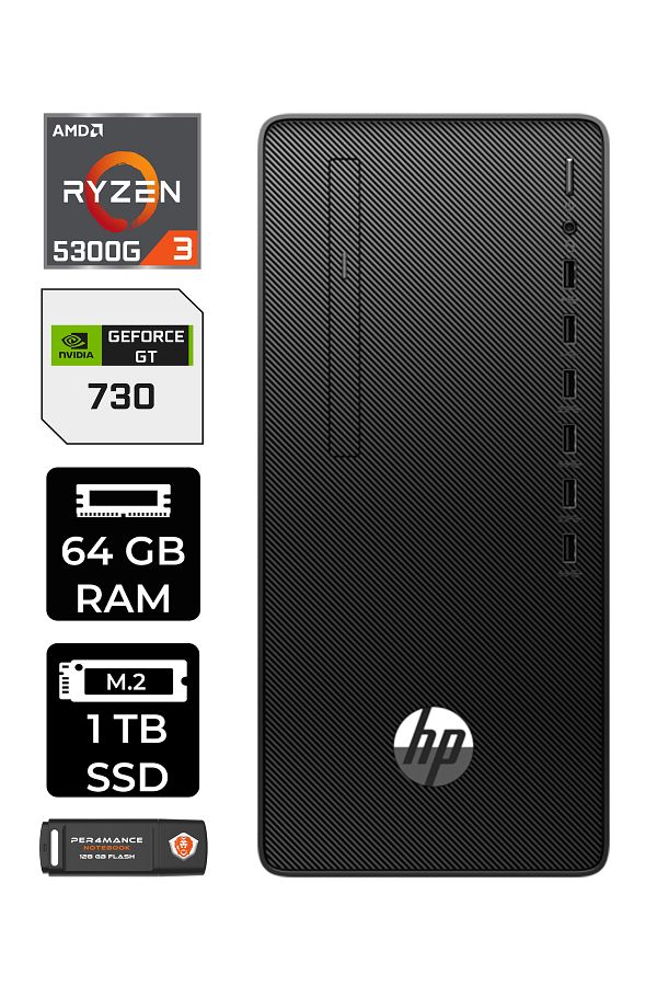 HP PRO TOWER 295 G9 E6D391EA348 R3 5300G 64GB RAM 1TB SSD GT730 4GB FDOS MASAÜSTÜ BİLGİSAYAR