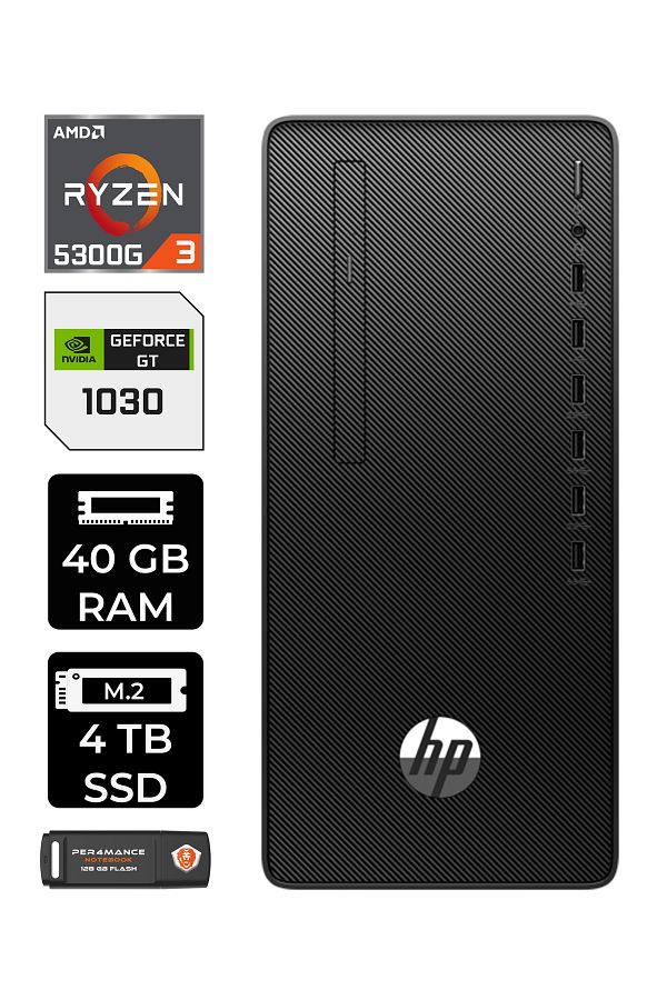 HP PRO TOWER 295 G9 E6D391EA590 R3 5300G 40GB RAM 4TB SSD GT1030 4GB W11P MASAÜSTÜ BİLGİSAYAR