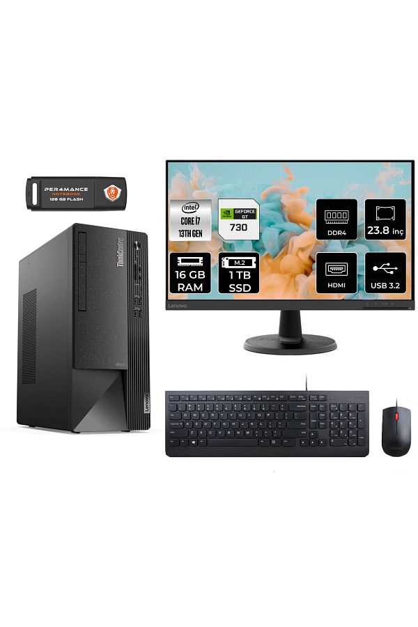 LENOVO Neo 50T AE12JD0008TRS313 i7 13700 16GB RAM 1TB SSD GT730 23.8" FDOS MASAÜSTÜ BİLGİSAYAR