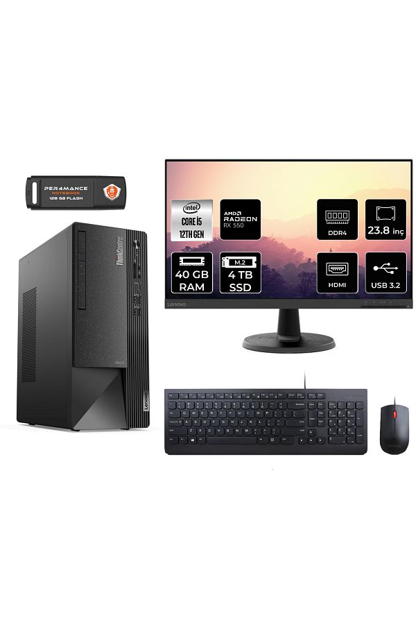 LENOVO Neo 50T AE0BJTXS190 i5 12400 40GB RAM 4TB SSD RX550 23.8" FDOS MASAÜSTÜ BİLGİSAYAR
