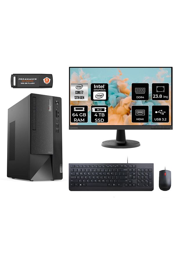 LENOVO Neo 50T AE12JD0008TRS050 i7 13700 64GB RAM 4TB SSD 23.8" FDOS MASAÜSTÜ BİLGİSAYAR