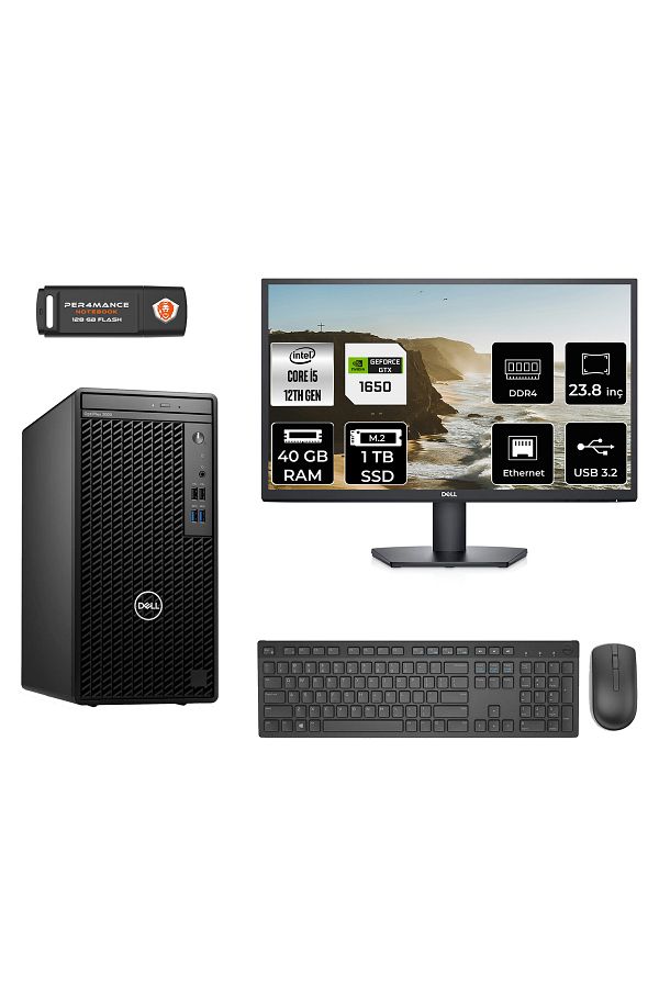 Dell OPTILEX 3000 AE3000S638 i5 12500 40GB RAM 1TB SSD GTX1650 4GB 23.8" FDOS MASAÜSTÜ BİLGİSAYAR