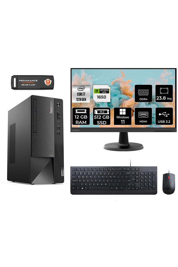 LENOVO Neo 50T AE12JD0008TRS707 i7 13700 12GB RAM 512GB SSD GTX1650 23.8" W11P MASAÜSTÜ BİLGİSAYAR