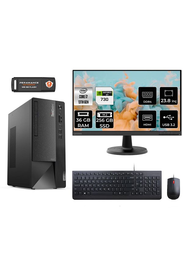 LENOVO Neo 50T AE12JD0008TRS331 i7 13700 36GB RAM 256GB SSD GT730 23.8" FDOS MASAÜSTÜ BİLGİSAYAR