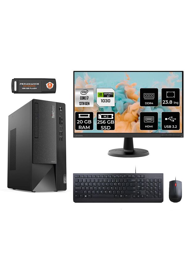 LENOVO Neo 50T AE12JD0008TRS466 i7 13700 20GB RAM 256GB SSD GT1030 23.8" FDOS MASAÜSTÜ BİLGİSAYAR