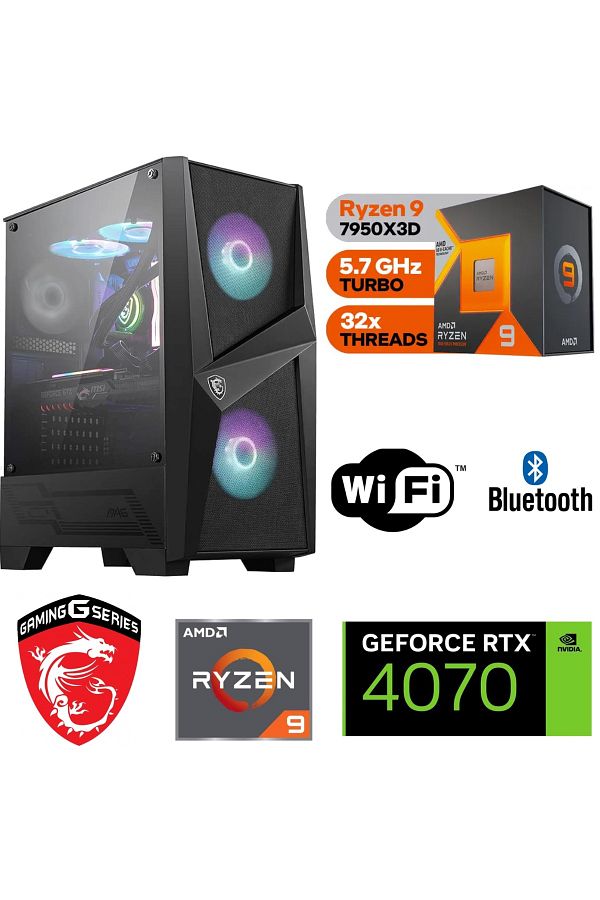 MSI 12GB RTX 4070 – GAMİNG PC DDR5-  RYZEN 9 7950X3D – 32 GB DDR5 RAM – 1 TB M.2 SSD -SIVI SOGUTMALI
